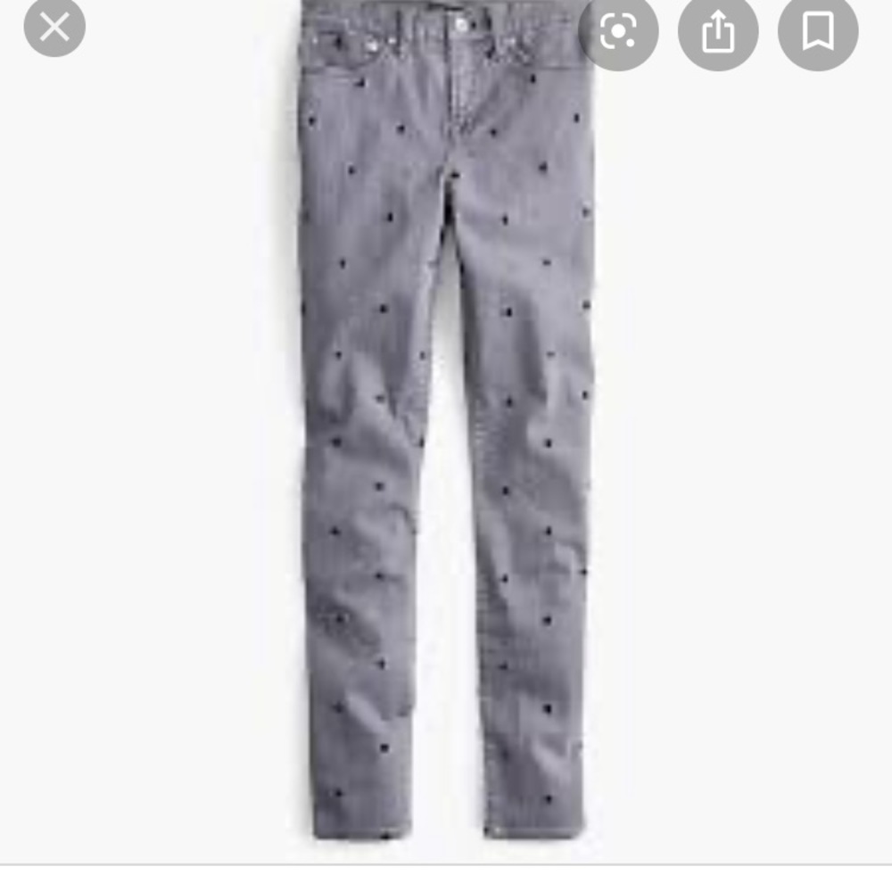 NWOT 9” high rise Jcrew toothpick in grey dot
